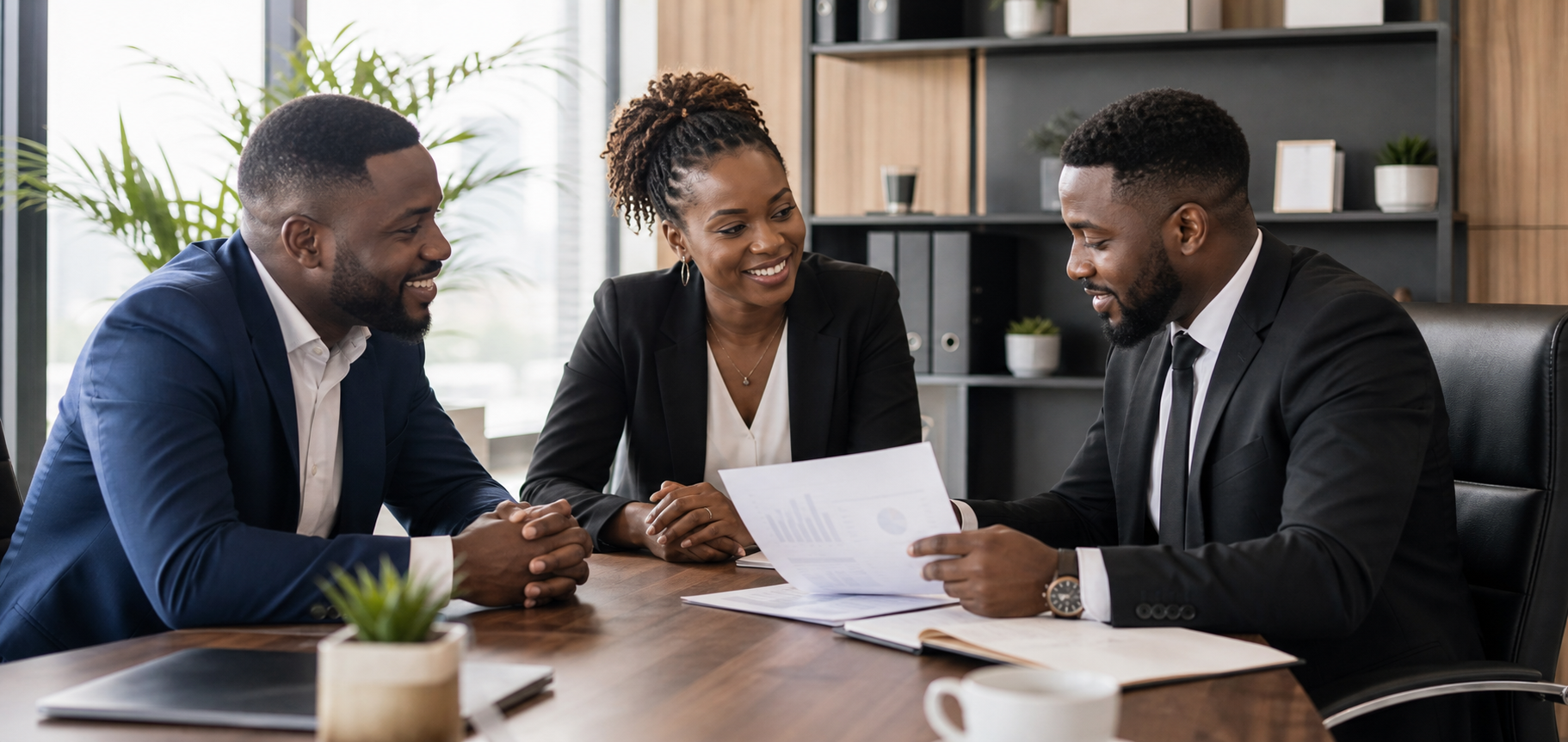 Black African professionals in a business consultation meeting